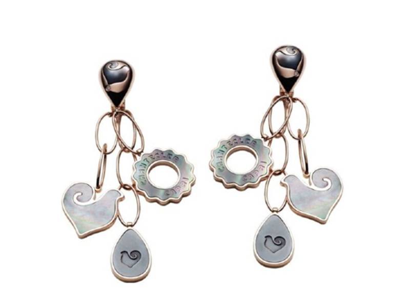 18KT ROSE GOLD EARRINGS WITH GREY MOTHER OF PEARL AND DIAMONDS ANIMA CHANTECLER 35165